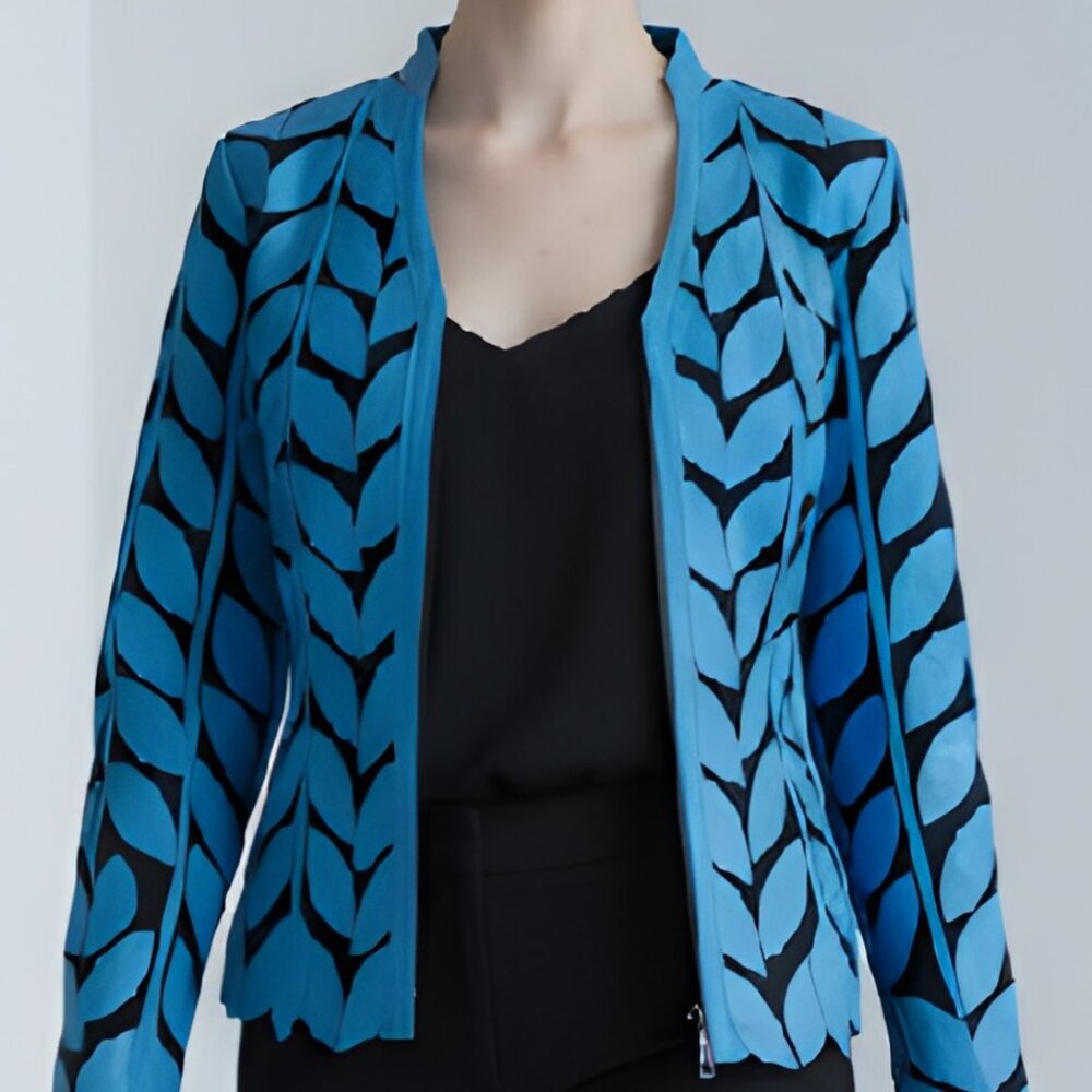 Womens Tops Blouses Shirt Sheer Jacket Leather Outfit Handmade Leaf